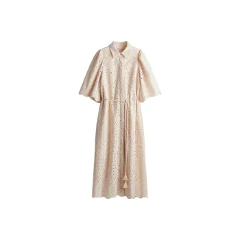 H&M Short Sleeved Dresses Women's Light Beige