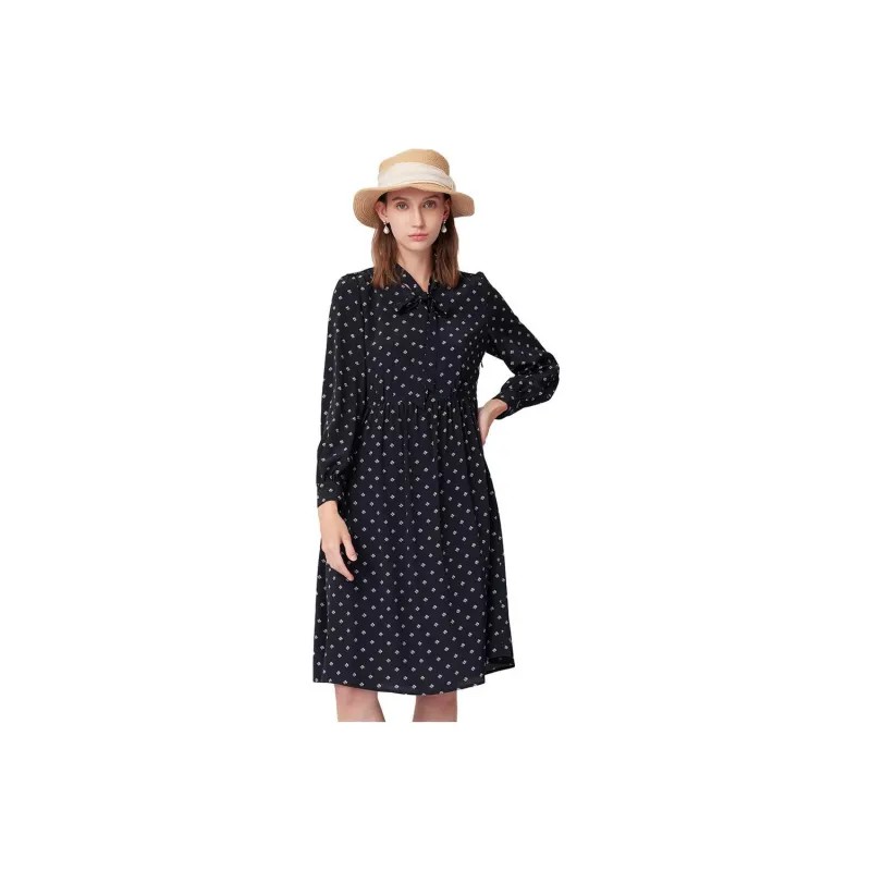 HAZZYS Long Sleeved Dresses Women's Navy Blue-0