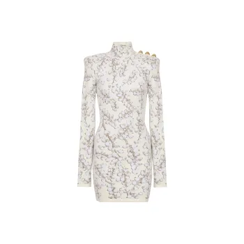 BALMAIN Redcurrant Jacquard knit Mini Dress