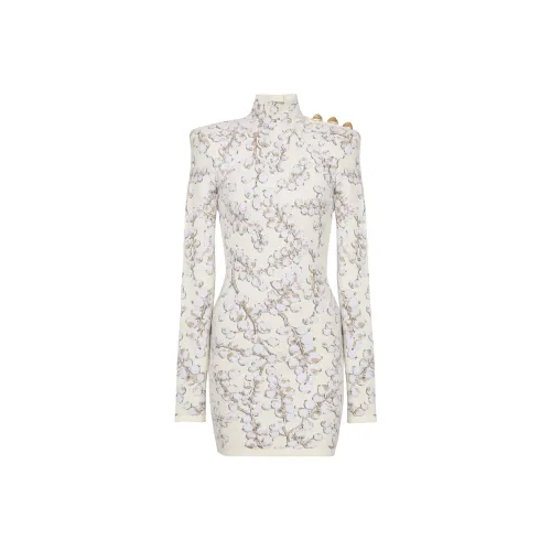BALMAIN Redcurrant Jacquard knit Mini Dress