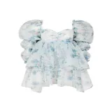 White Base Blue Floral Print