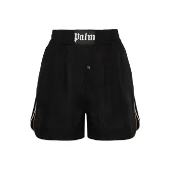 PALM ANGELS Logo Patch Elastic Waist Shorts