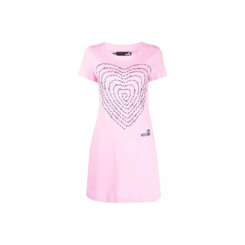LOVE MOSCHINO Short Sleeved Dresses Women's Pink-0