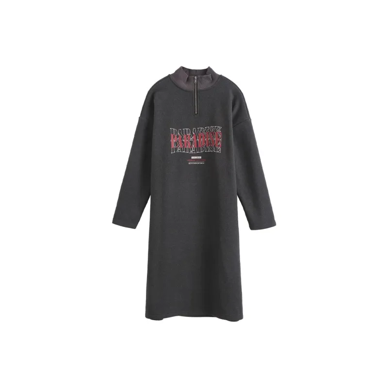 【dme】 Long Sleeved Dresses Women's Dark Gray-0