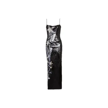 BALMAIN Star-pattern Sequinned Maxi Dress