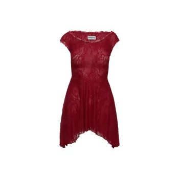 PRINCESS POLLY La Dolce Vita Lace Mini Dress Short Sleeved Dresses Women's RED/Red