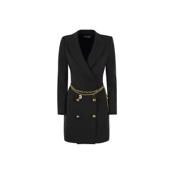 Elisabetta Franchi Belted Stretch Coat Dress