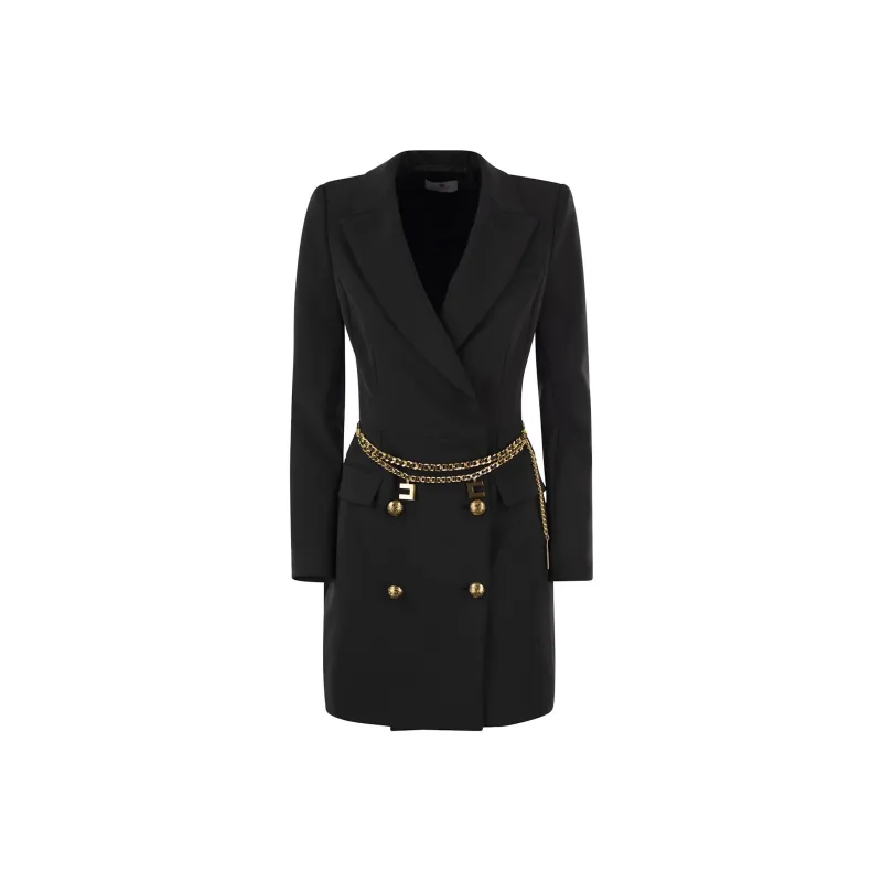 Elisabetta Franchi Belted Stretch Coat Dress-0