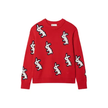 TORY BURCH SS23 CNY Of Rabbit Cashmere Sweaters Women's Red