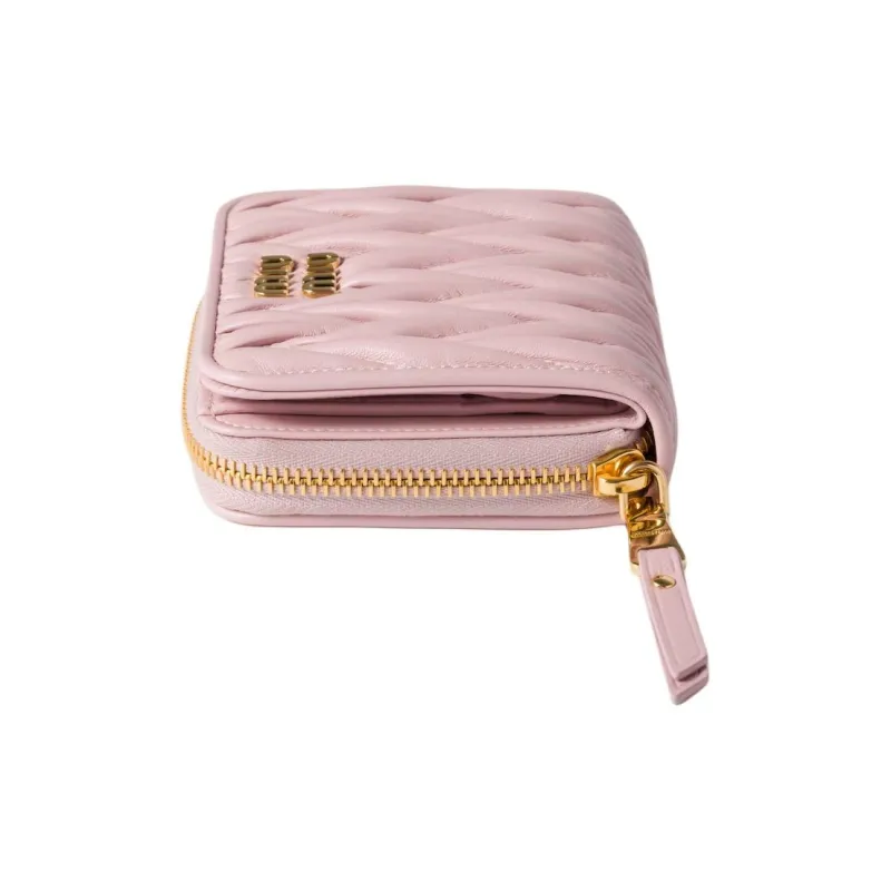 MIU MIU Matelassé Lambskin Wallet Trumpets Women's Pink-1