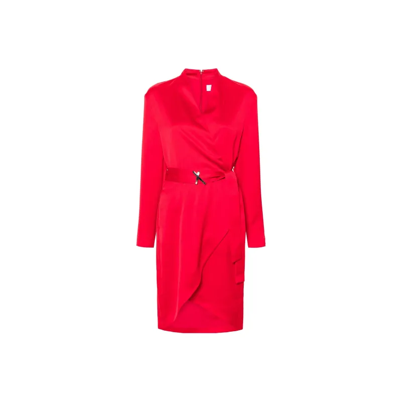 Genny Wrap Satin Dress-0