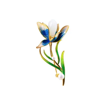 Jade Ink Love Hetian Jade Brooch White Jade Unisex