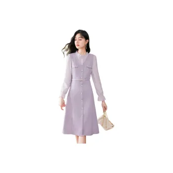 Like The Age Of Water Long Sleeved Dress Women's Purple