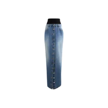 Alaia High Waist Button Detailed Denim Skirt