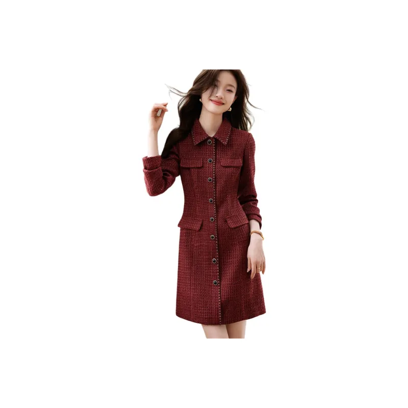 Mo Han Yi Mei Long Sleeved Dresses Women's New Year Red-0