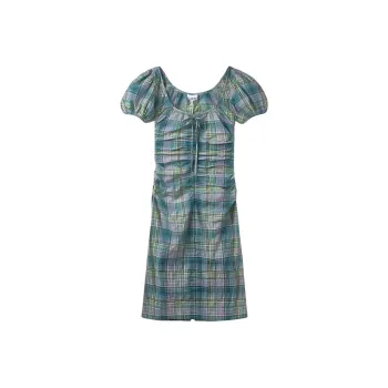 GANNI Short Sleeved Dress Women's Aqua Green
