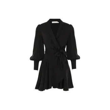 Zimmermann V Neck Wrapped Mini Dress