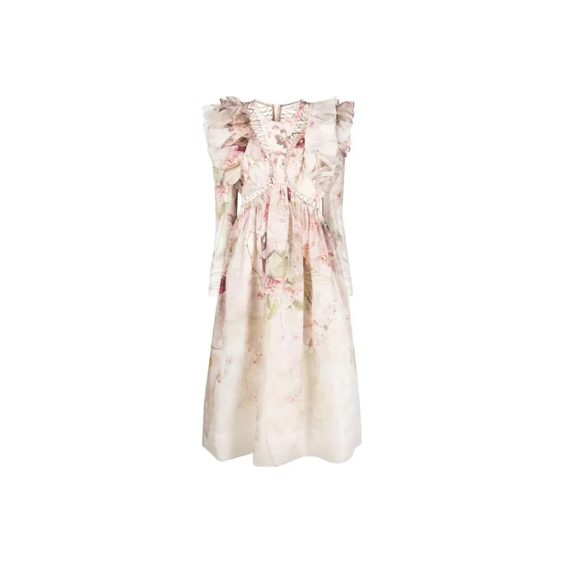 Zimmermann FW23 Long Sleeved Dress Women's Beige-0