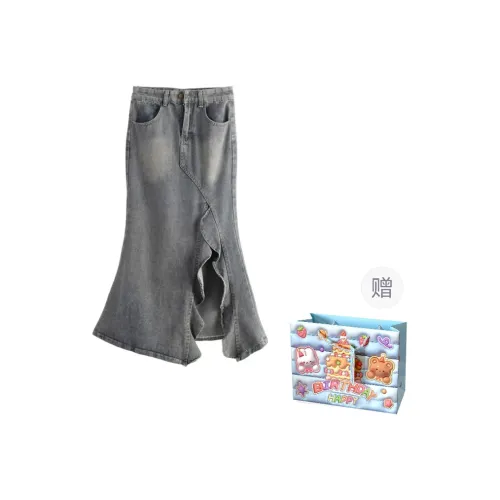 QUIET ANGEL Denim Long Skirt Women's Blue