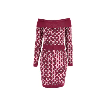 GUESS Angelina Off-the-Shoulder Dress Long-Sleeved Dresses Women's Red