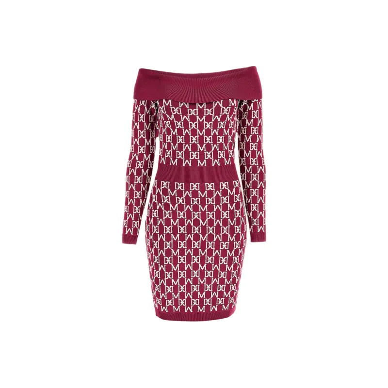 GUESS Angelina Off-the-Shoulder Dress Long-Sleeved Dresses Women's Red-0