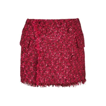 BALMAIN Button detail Tweed Mini Shorts