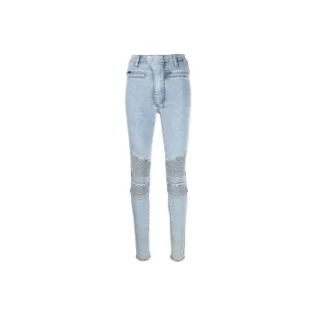 PHILIPP PLEIN Iconic High Waisted Biker Jeans
