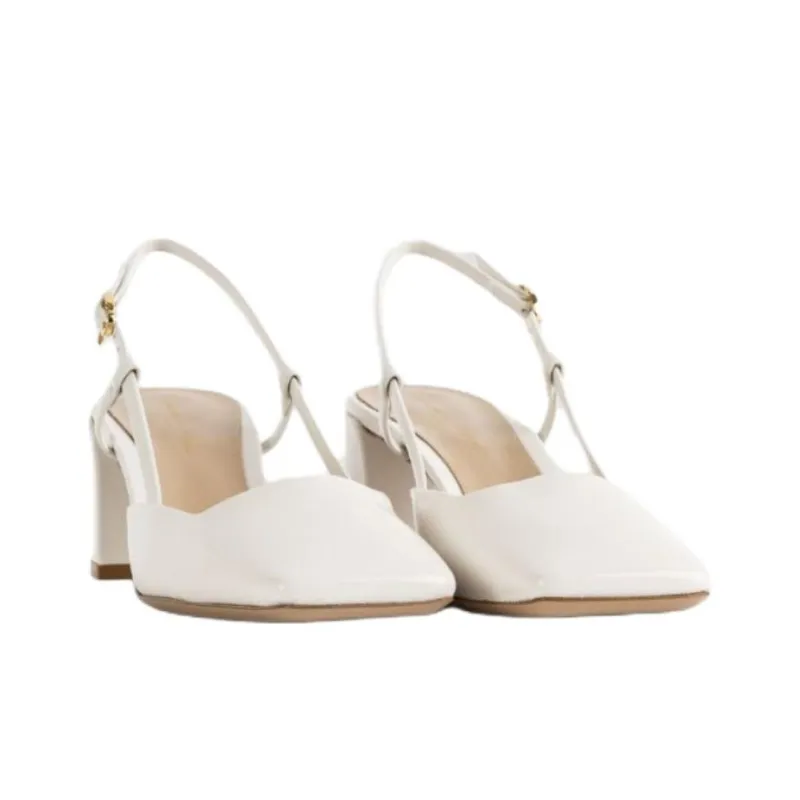GIANVITO ROSSI Freeda Sling Chunky Heel High Heels 5.5cm Women's White-2