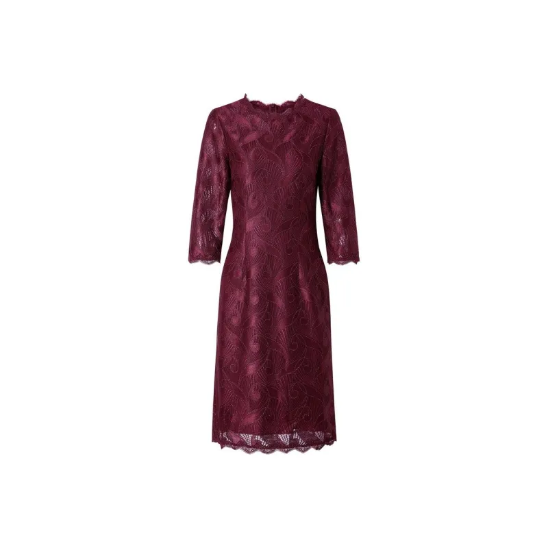 JZ. ANNAKRO Long Sleeved Dresses Women's Floral Burgundy-0