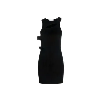 COPERNI Asymmetric Flower Knit Mini Dress 'Black'