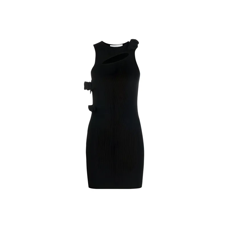 COPERNI Asymmetric Flower Knit Mini Dress 'Black'-0