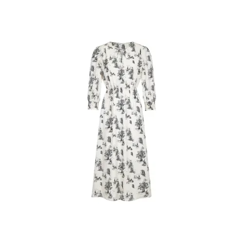 JZ Juzui Long-Sleeved Dresses Women's Floral Ecru