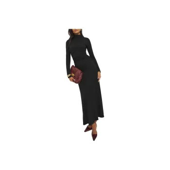 REFORMATION Nemy Knit Dress Long-Sleeved Dresses Women's Black