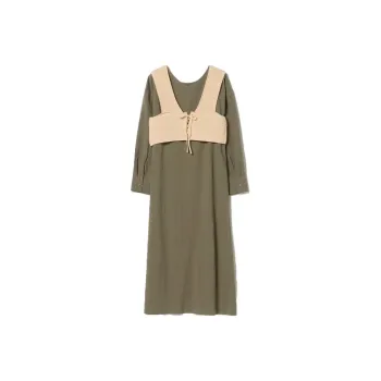 Beams Long Sleeved Dresses Women's Olive Green