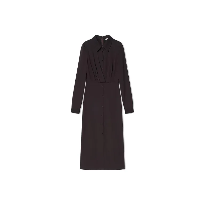 COVERINS Long Sleeved Dresses Women's Dark Coffee-0