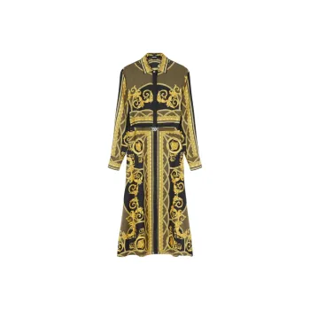 VERSACE Barocco Printed Long Sleeved Midi Dress