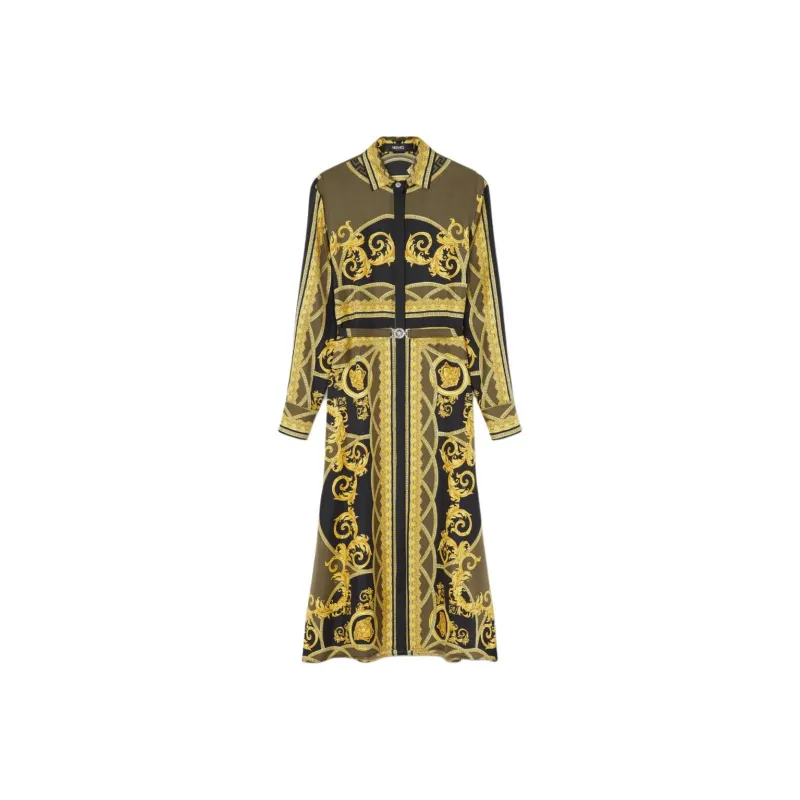 VERSACE Barocco Printed Long Sleeved Midi Dress-0
