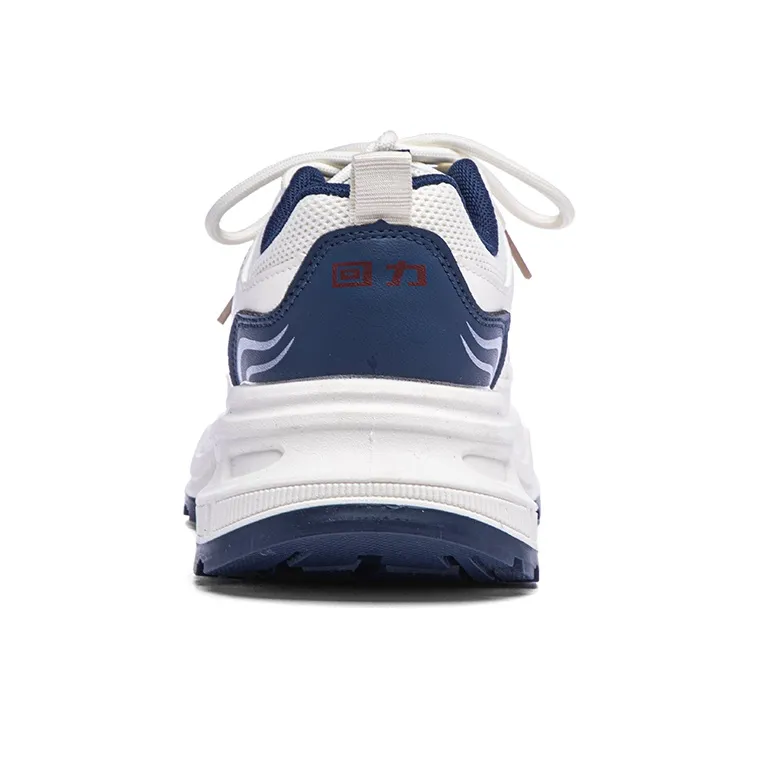 Warrior Breathable Height Increase Low Top Casual City Commute Running Shoes Unisex Beige Dark Blue-3