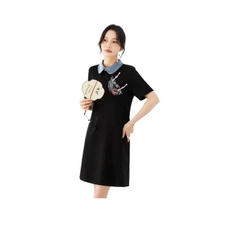 TERRE BLEUE Short Sleeved Dresses Women's Black