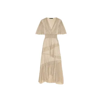 Maje Metallic Ruffled Midi Dress