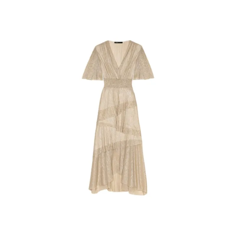 Maje Metallic Ruffled Midi Dress-0