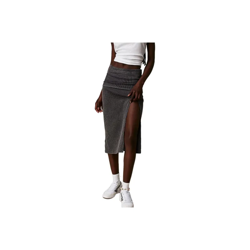 FREE PEOPLE FP One Pari Midi Skirt Knit Long Skirts Women's Tempest/Stormy-0