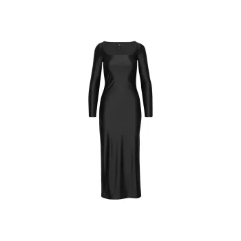 ARITZIA Ten Satinette Starlit Dress Long-Sleeved Dresses Women's BLACK/Black