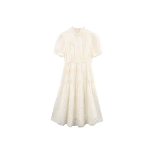 A Paradise For Awakening Short Sleeved Dresses Women's Beige