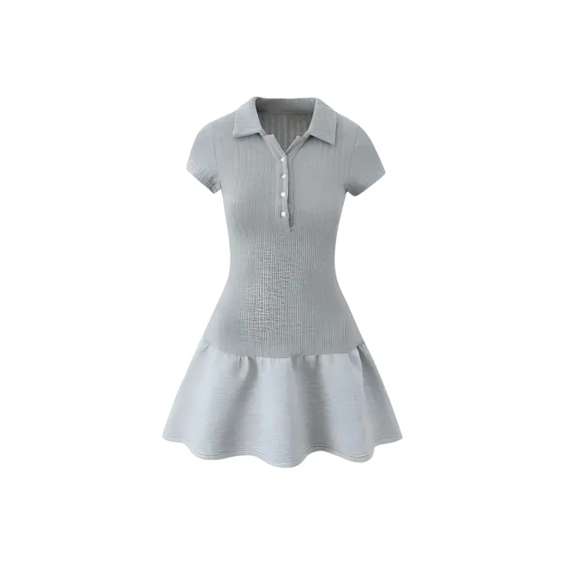 CZMO Short Sleeved Dress Women's Light Gray-0