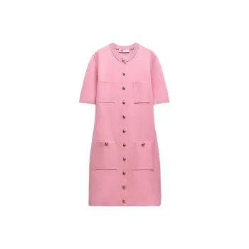 ZARA Short-Sleeved Dresses Women's Pink