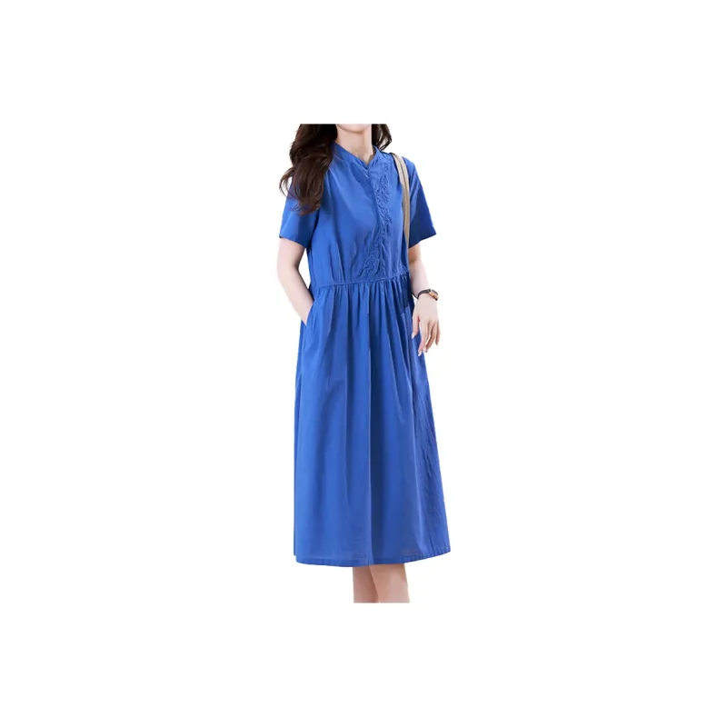 Mapping Short Sleeved Dresses Women's Blue-0