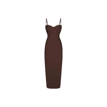 SKIMS BODY UNDERWIRE LONG DRESS Slip Dresses Women's COCOA/Cocoa