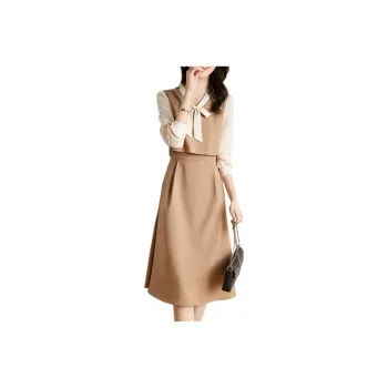 Mo Han Yi Mei Long Sleeved Dress Women's Light Khaki