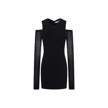 URBAN REVIVO x UR SHEJISHI Long Sleeved Dress Women's Jet Black
